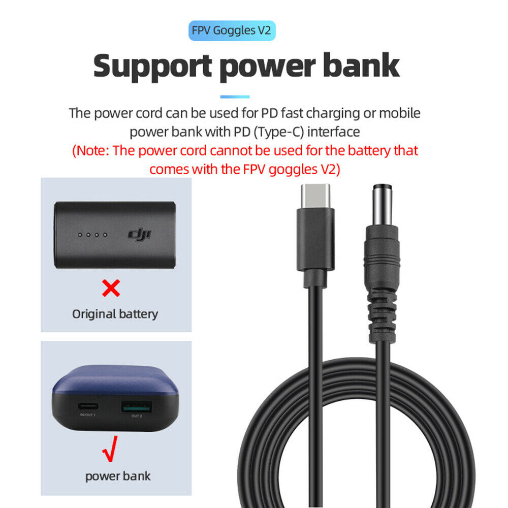 150cm Power Supply Cable V2 USVB-PD Fast Charging for DJI FPV Combo Goggles LIN