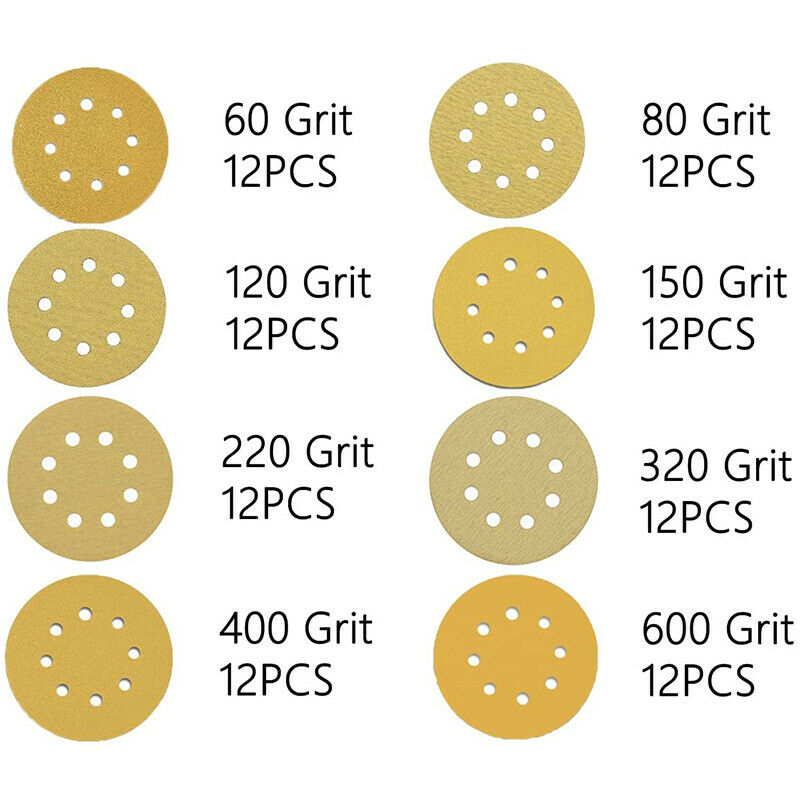 2X(96PCS 5 Inch 8 Holes Round Detail Sander Sandpaper Sanding Paper DustlesS1F3)
