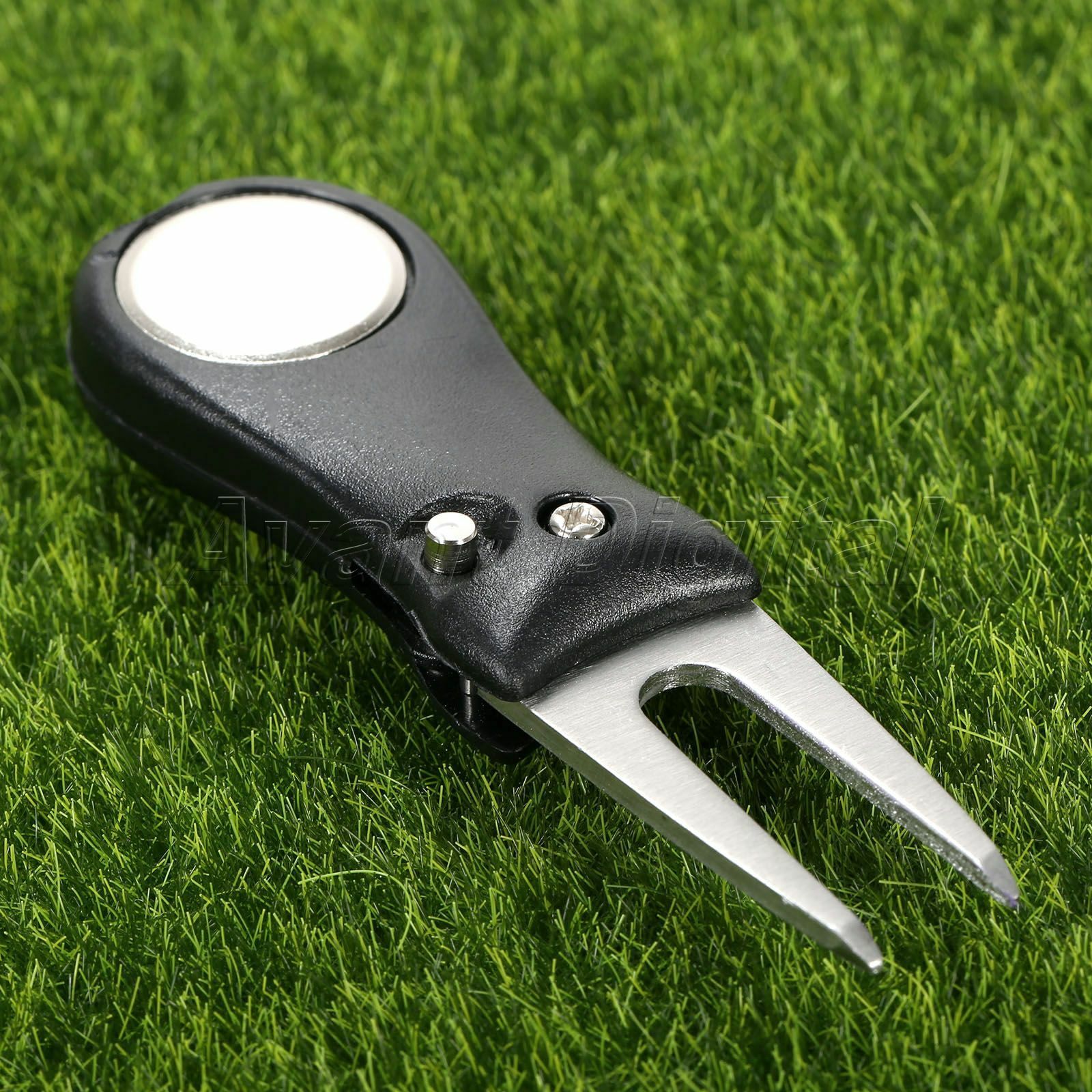 2pcs Golf Ball Putting Green Divot Fork Pitch Mark Switchblade Repair Tools New