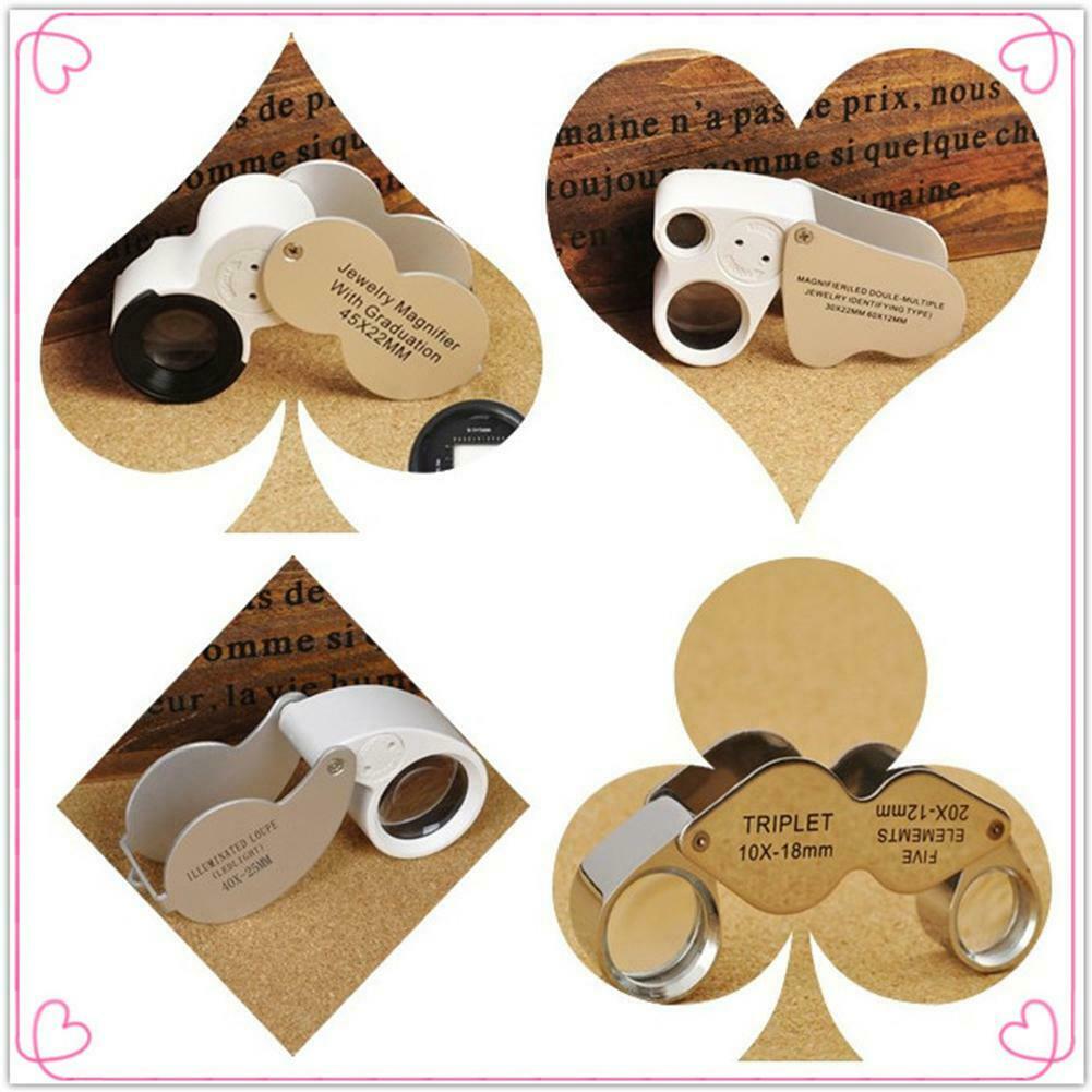 2 LED 30X 60X Glass Magnifying Magnifier Jeweler Eye Jewelry Loupe A#S