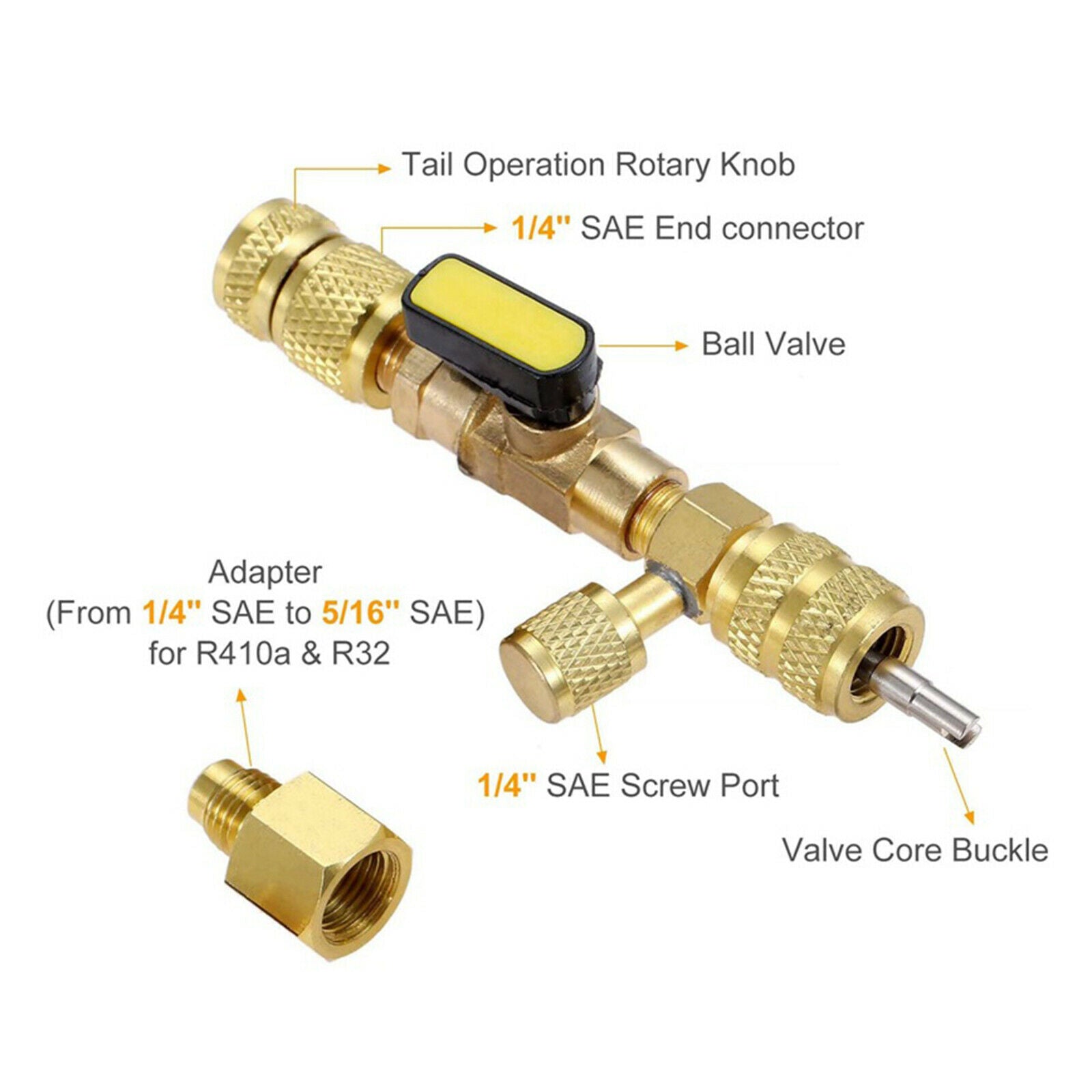 R410A R22 HVAC Valve Core Remover 1/4" and 5/16" Port R404A R134A R12 R32