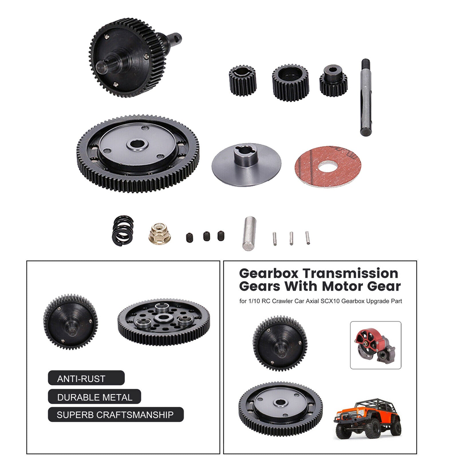 Metal Transmission Straight Gears Kit for Axial SCX10 1:10 Scale RC Car