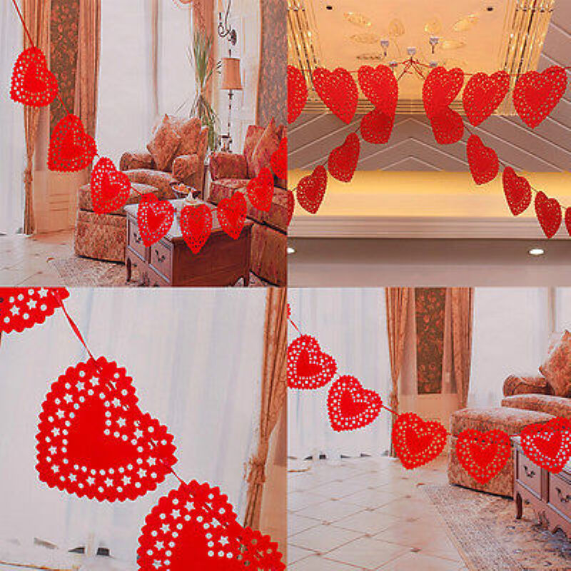 Heart Nonwovens Fabric Flag Party Garland Decor Banner Bunting Wedding  XGM Qx