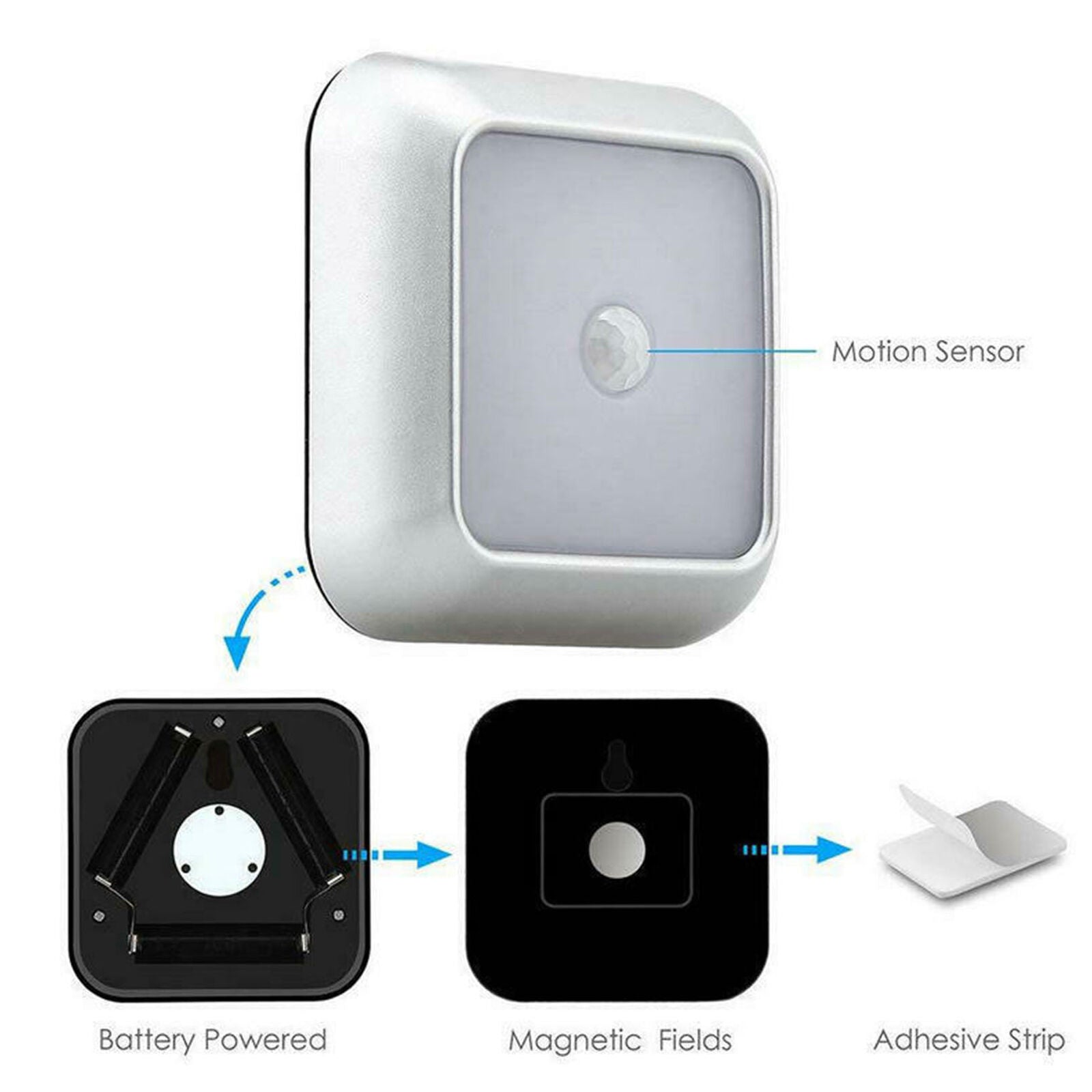 6 LED Night Light Motion Sensor Wall Closet Cabinet Stair Wireless Lamp new
