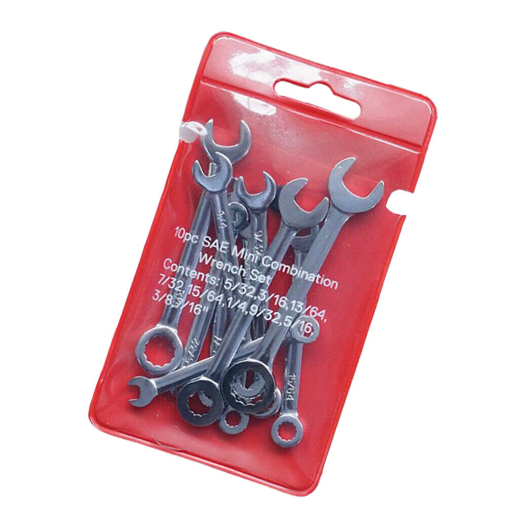 10 Pcs Steel Polished Ratcheting Spanner Wrench Set Flex-Head British System