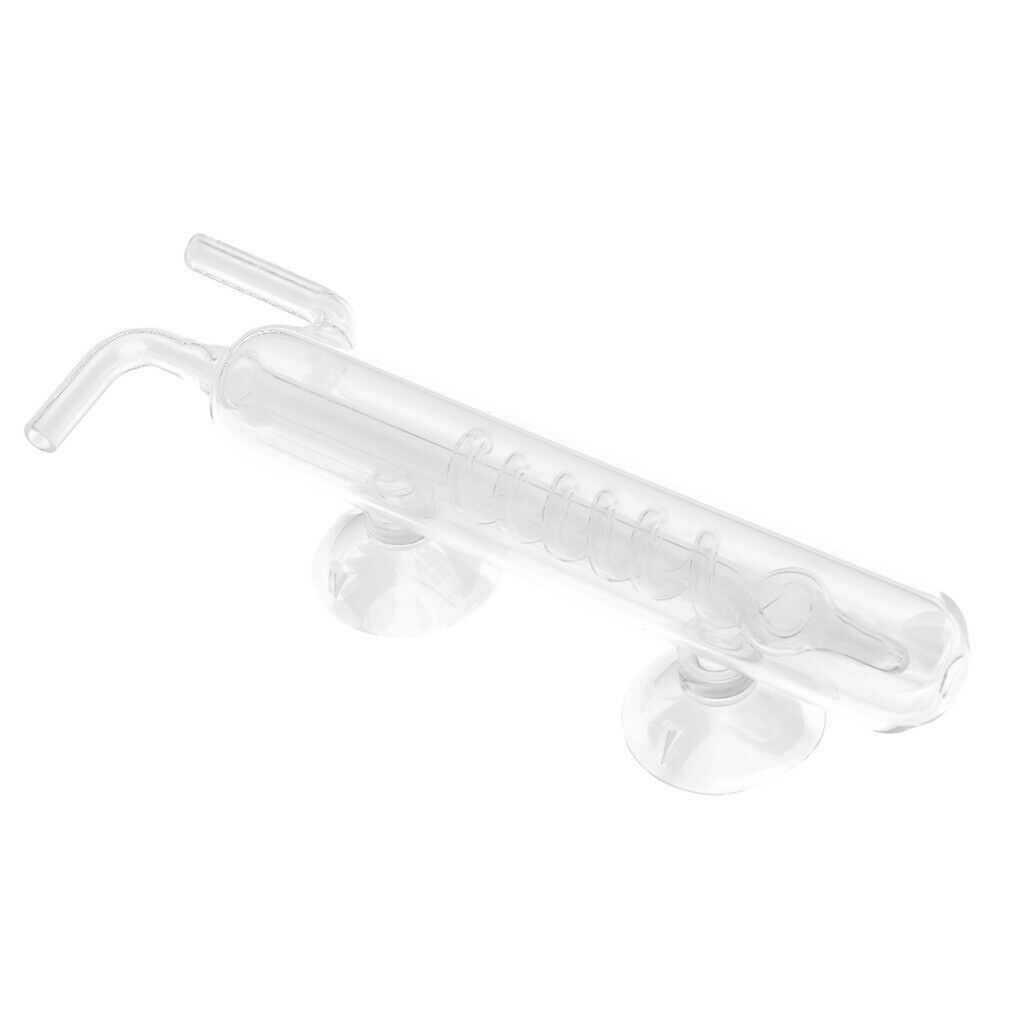 Spiral Glass Aquarium Tank CO2 Diffuser / Bubble Counter with Suction Cup
