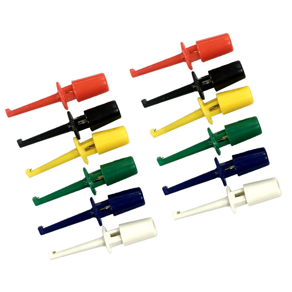 12 pcs 6 colors Grabbers Probes SMD SMT IC Hook Test Clip Flat Cables 42mm