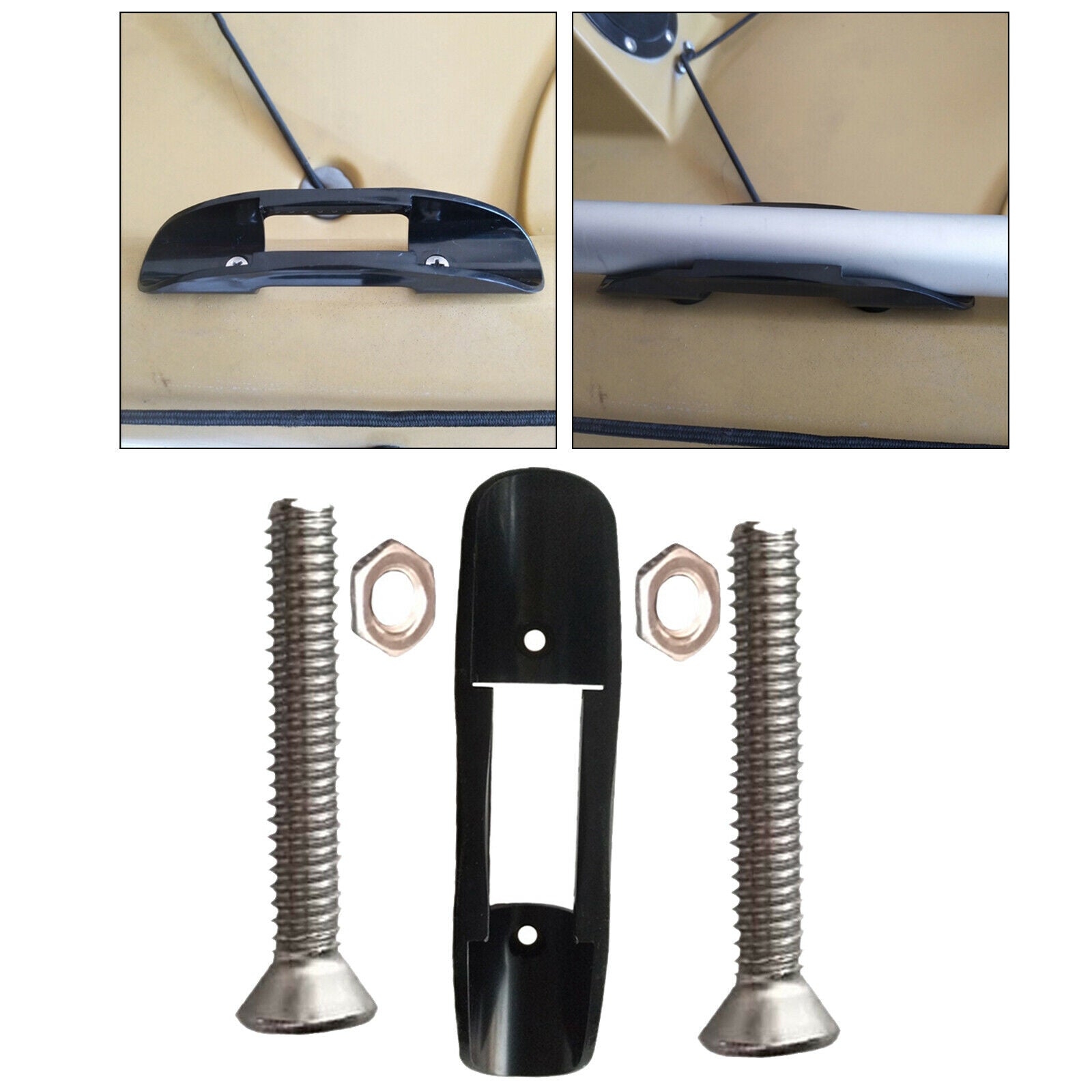 2PCS Paddle Clips Accessories Boat Oars Plastic Boat Black with Screws