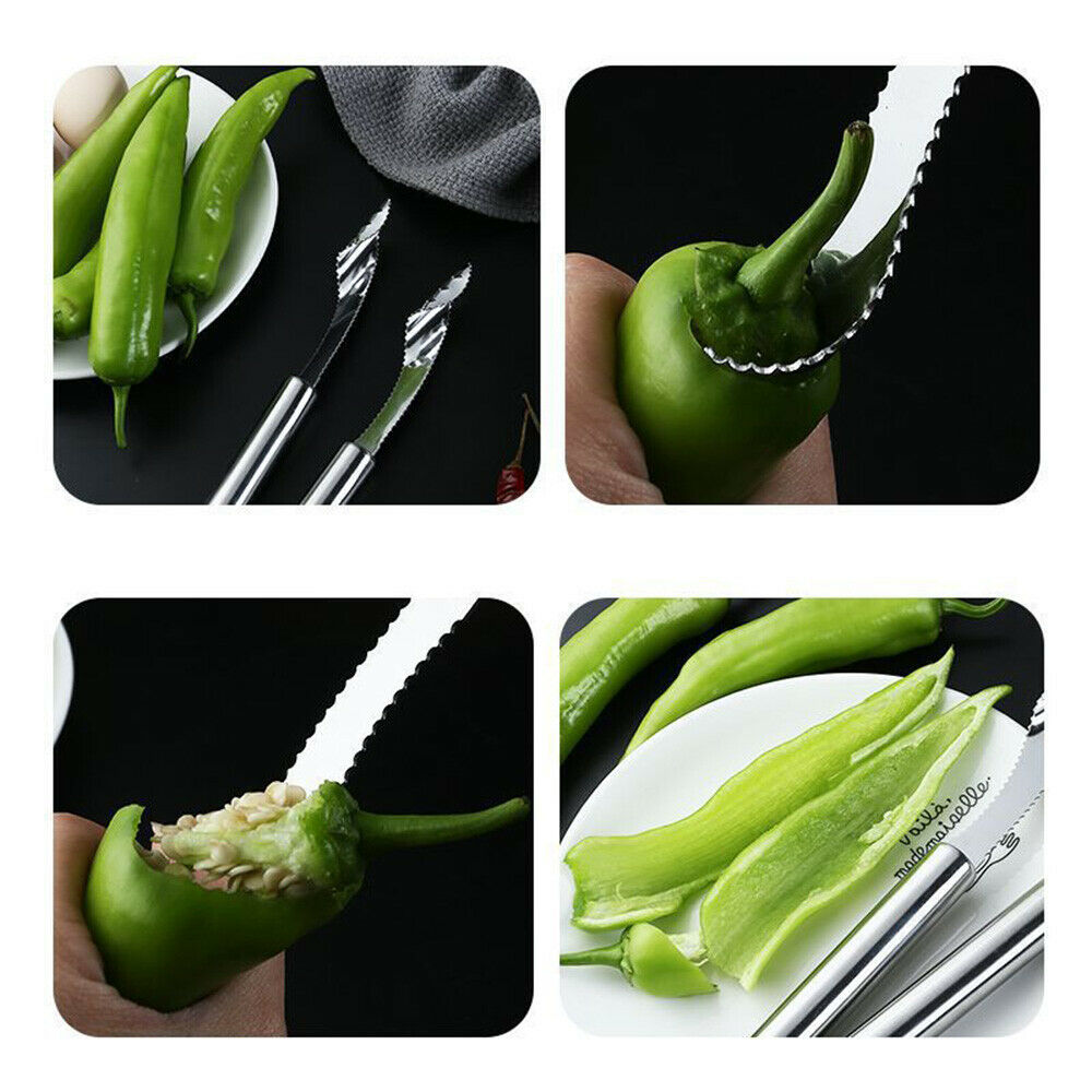 Jalapeno Pepper Corer Remover Cutter Slicer Stainless Steel Fruit Kitchen Tool