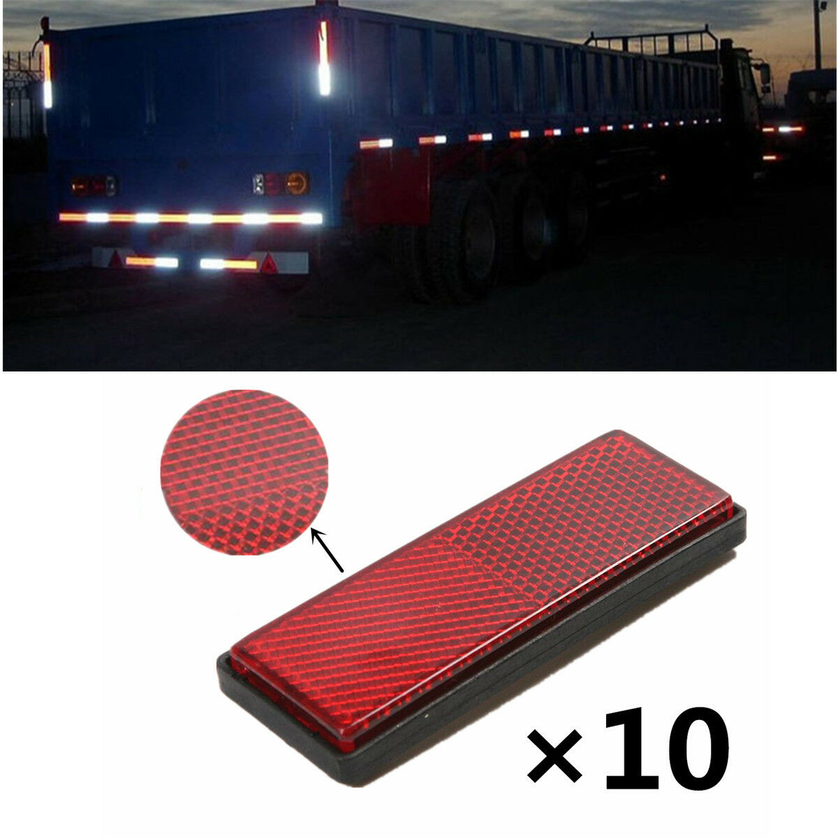 10 Pcs Red Self Adhesive Car Truck Safety Reflective Warning Plate/Tape Stickers
