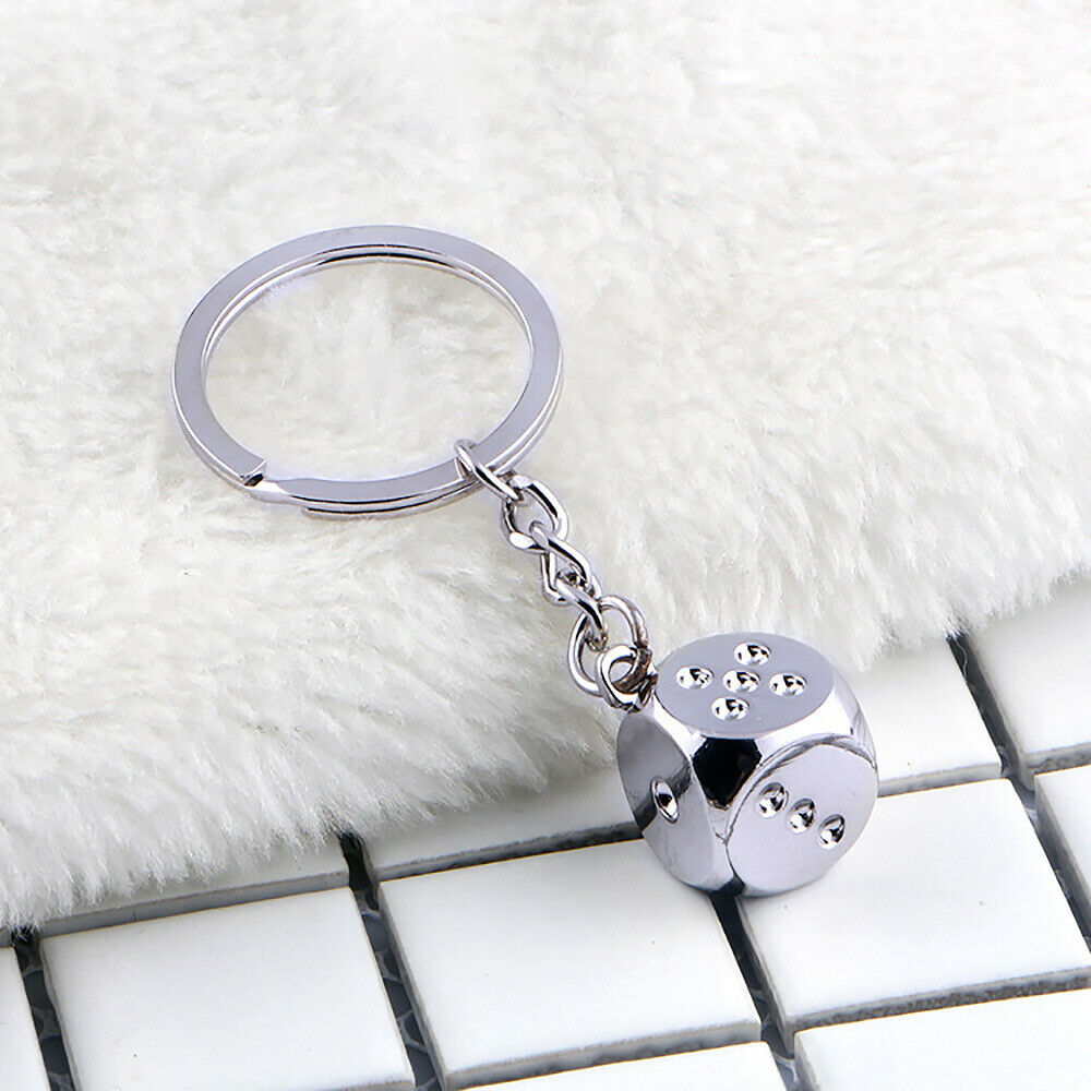 1 Pcs Keychain Keyring Metal Dice Zinc Alloy Car Bag Keychains Key Holder Gift