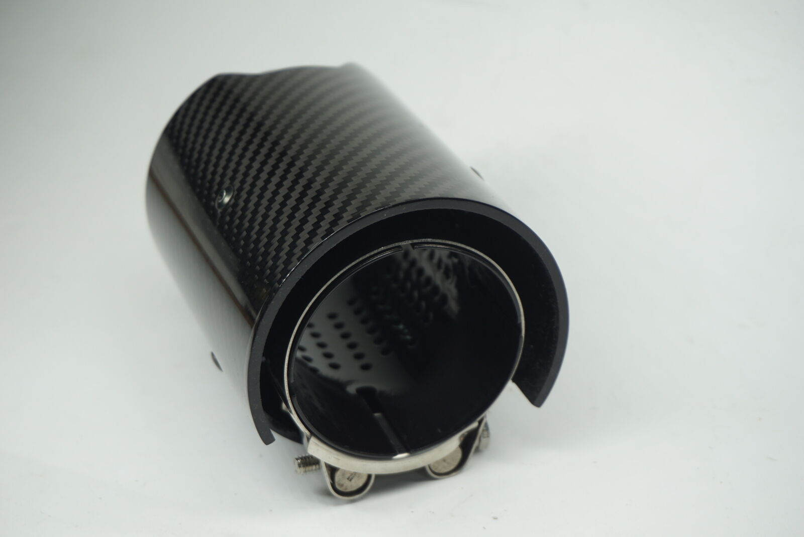 Black Stainless Steel + Carbon Fiber Tip Exhaust Pipe 2.5'' Inlet 3.6'' Outlet