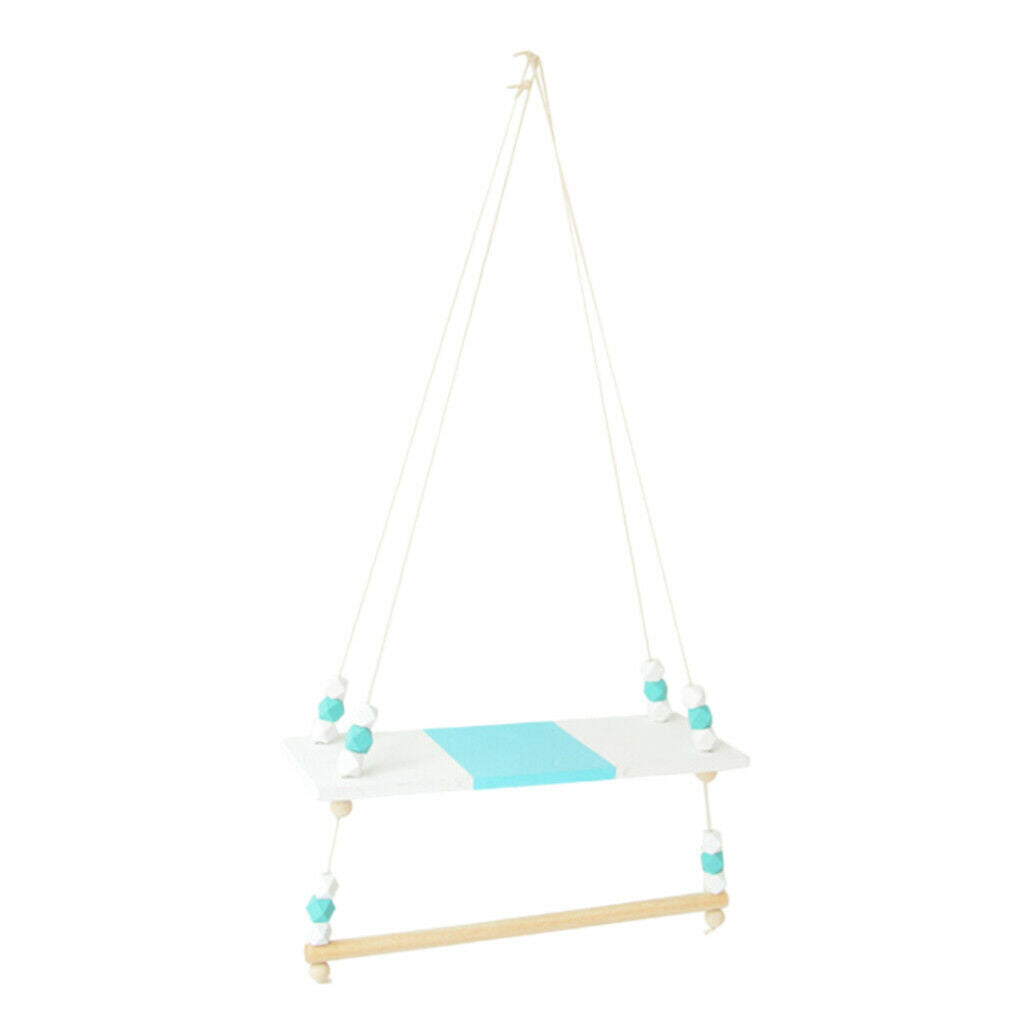 Wooden Handicraft Pine Single-layer Partition Shelf + Clothes Hanger Green