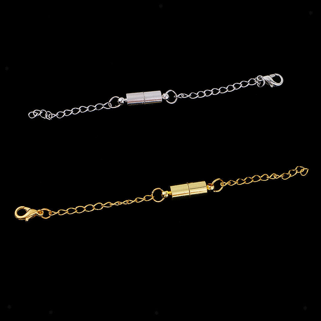 5 Set Stainless Steel Magnetic Clasps Connector with Extender Chain Findings