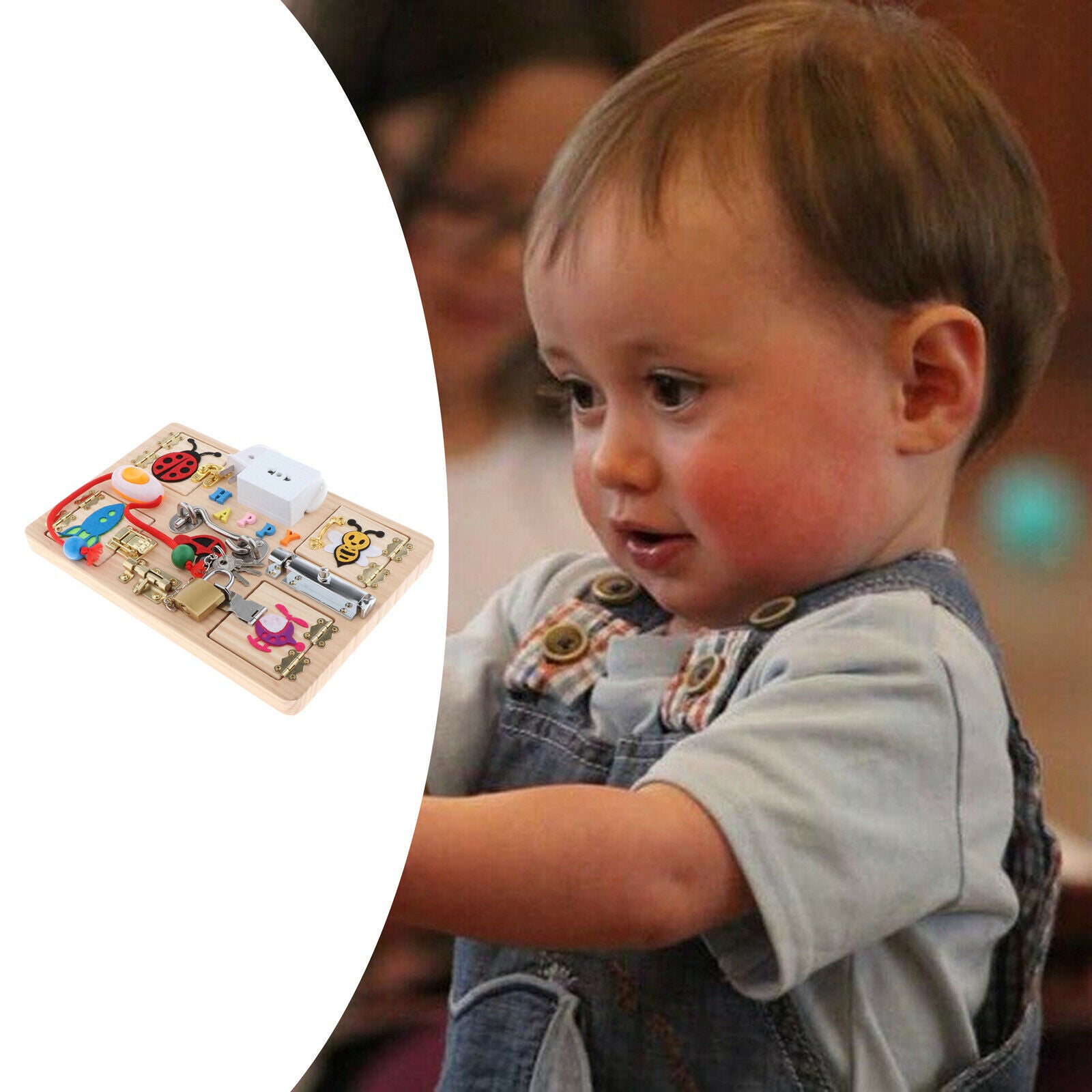 Wood Busy Board Lock and Keys Skills Early Educational Toys for Toddlers