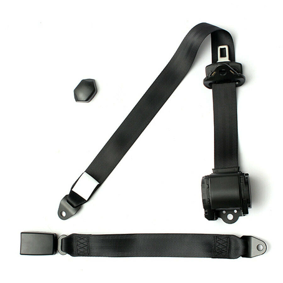 Car Seat Belt Lap 3 Point Safety Travel Adjustable Retractable Gray nylon