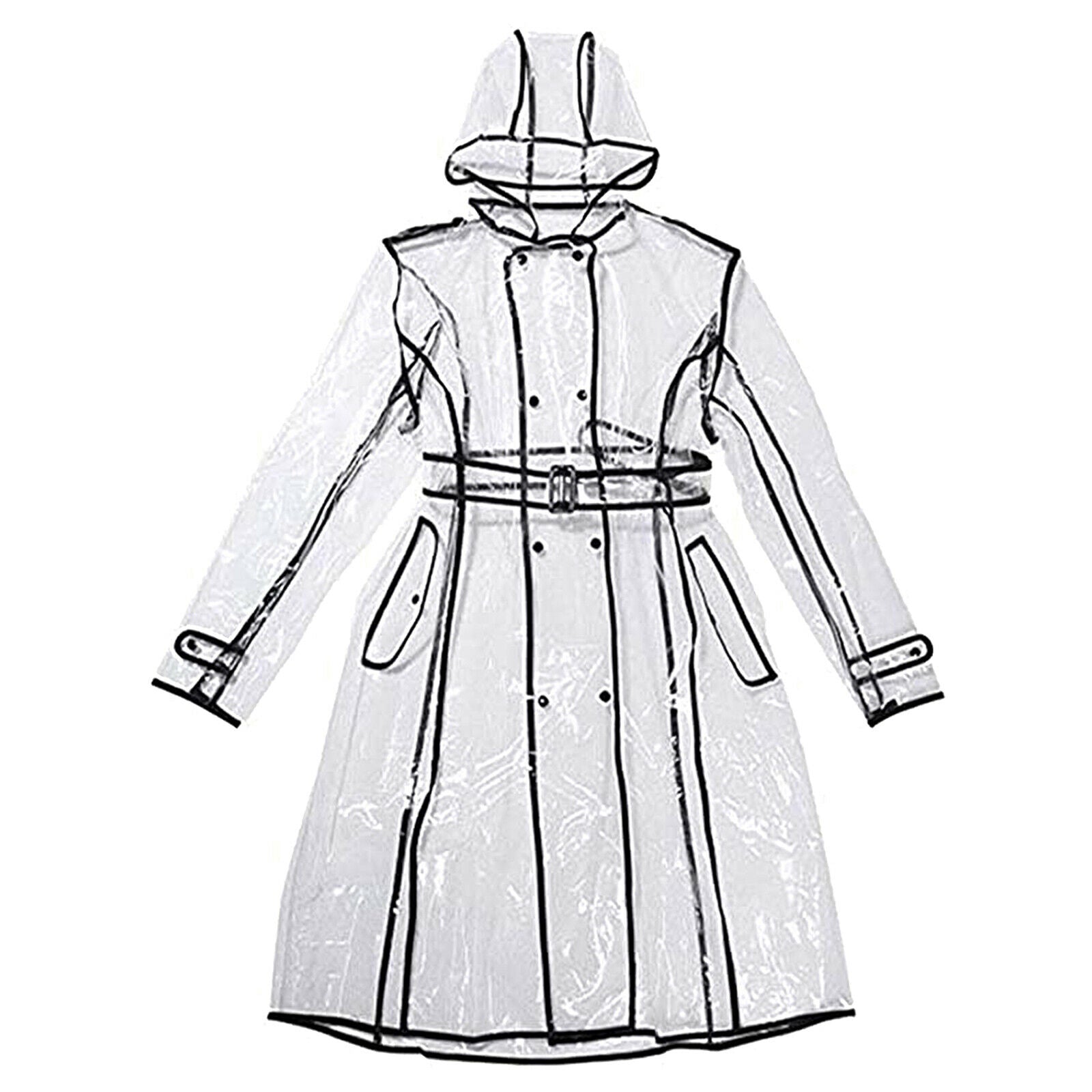 Cycling Bike Rain Cape Poncho Hooded Windproof Transparent Rain Coat Jacket