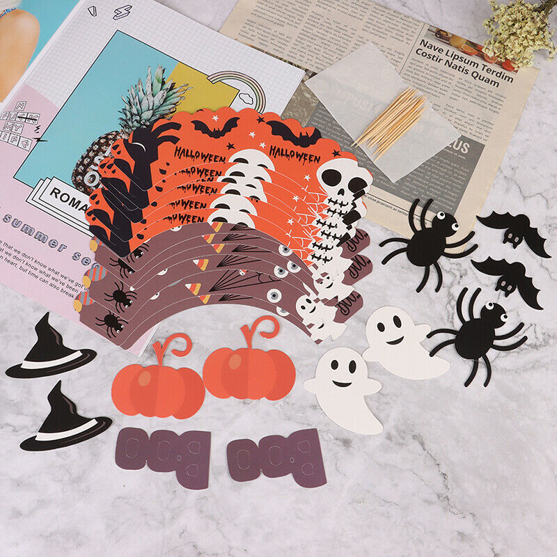 24PCs Halloween Cake Cup Topper Ghost Party Cupcake Halloween Decorationâˆš FT TL
