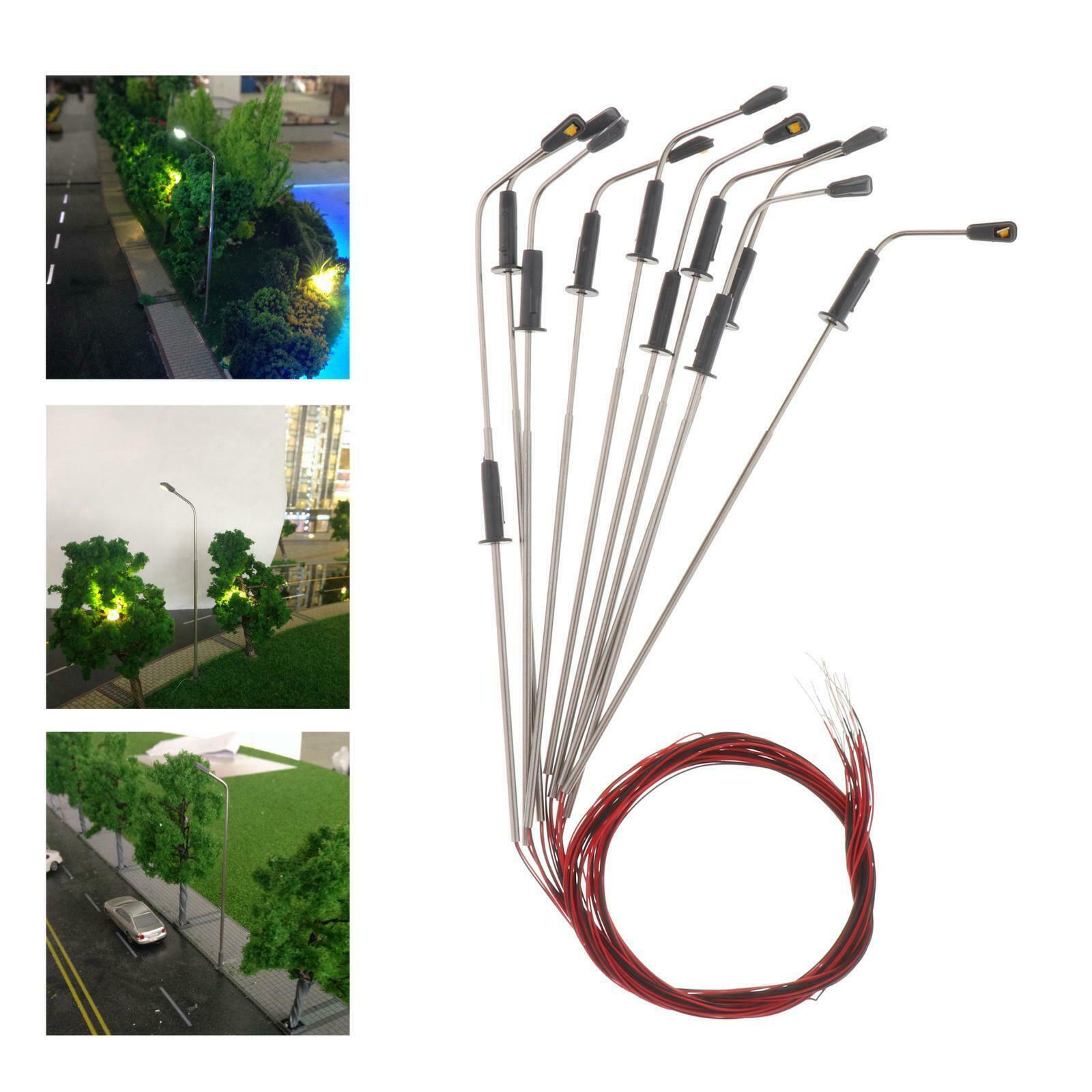 Set of 10 Train Railroad LED Light Garden Landscape 3V Lamppost 1:150 N 8cm