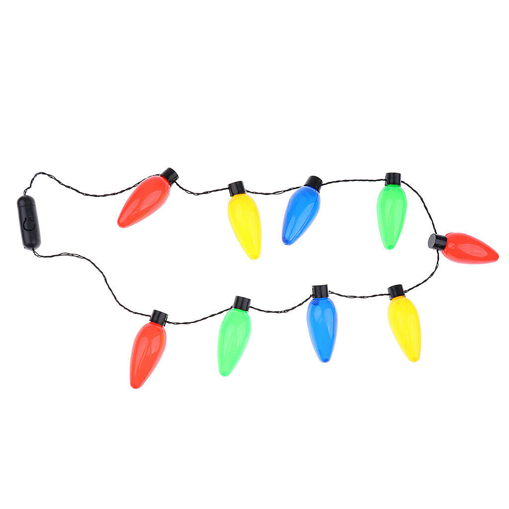 LED Light Up Christmas Bulb Necklace Party Favors 36cm-9 LED Bulbs