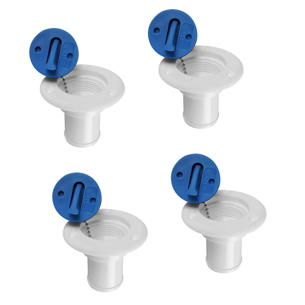 4 Pieces Nylon Boat Yacht Water Deck Filler for 38mm Socket with Blue