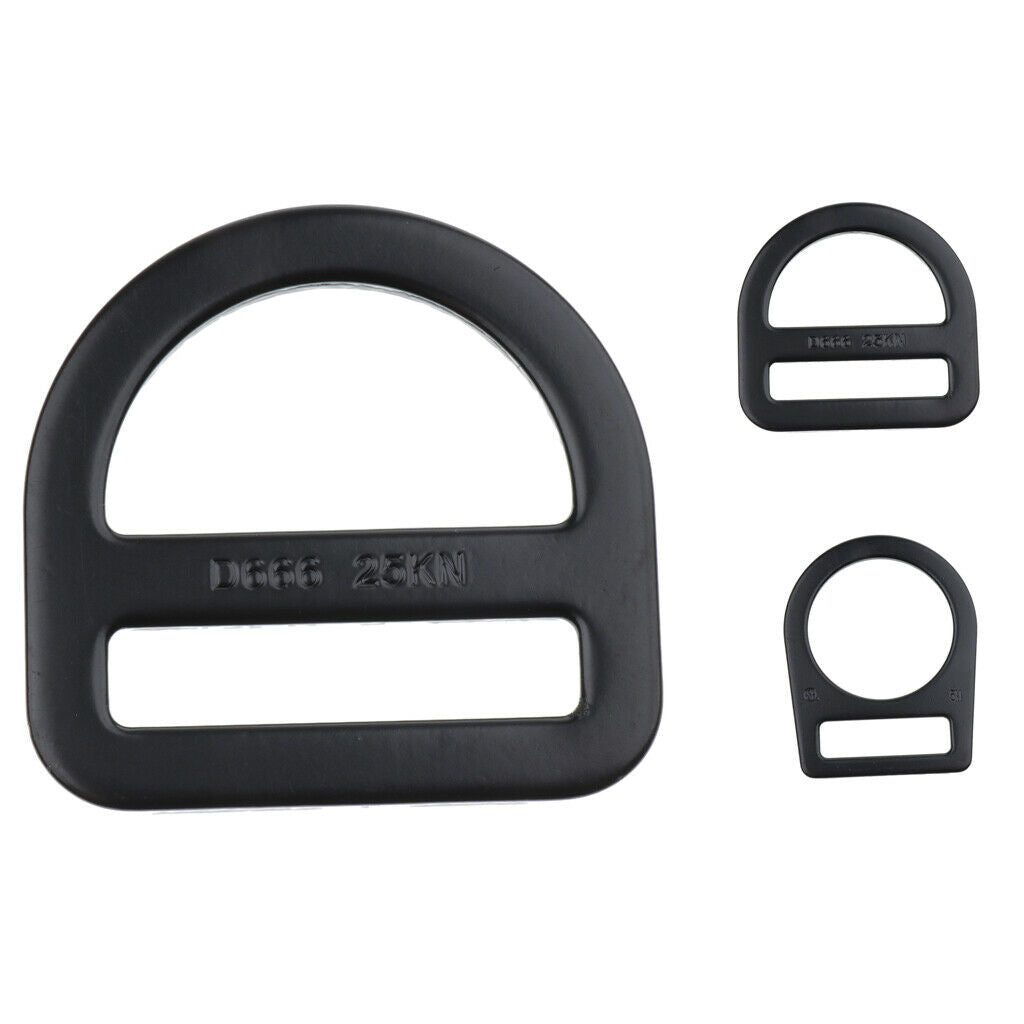 Black Carbon Steel Climbing Harness Seat Belt Buckle Slotted D Ring