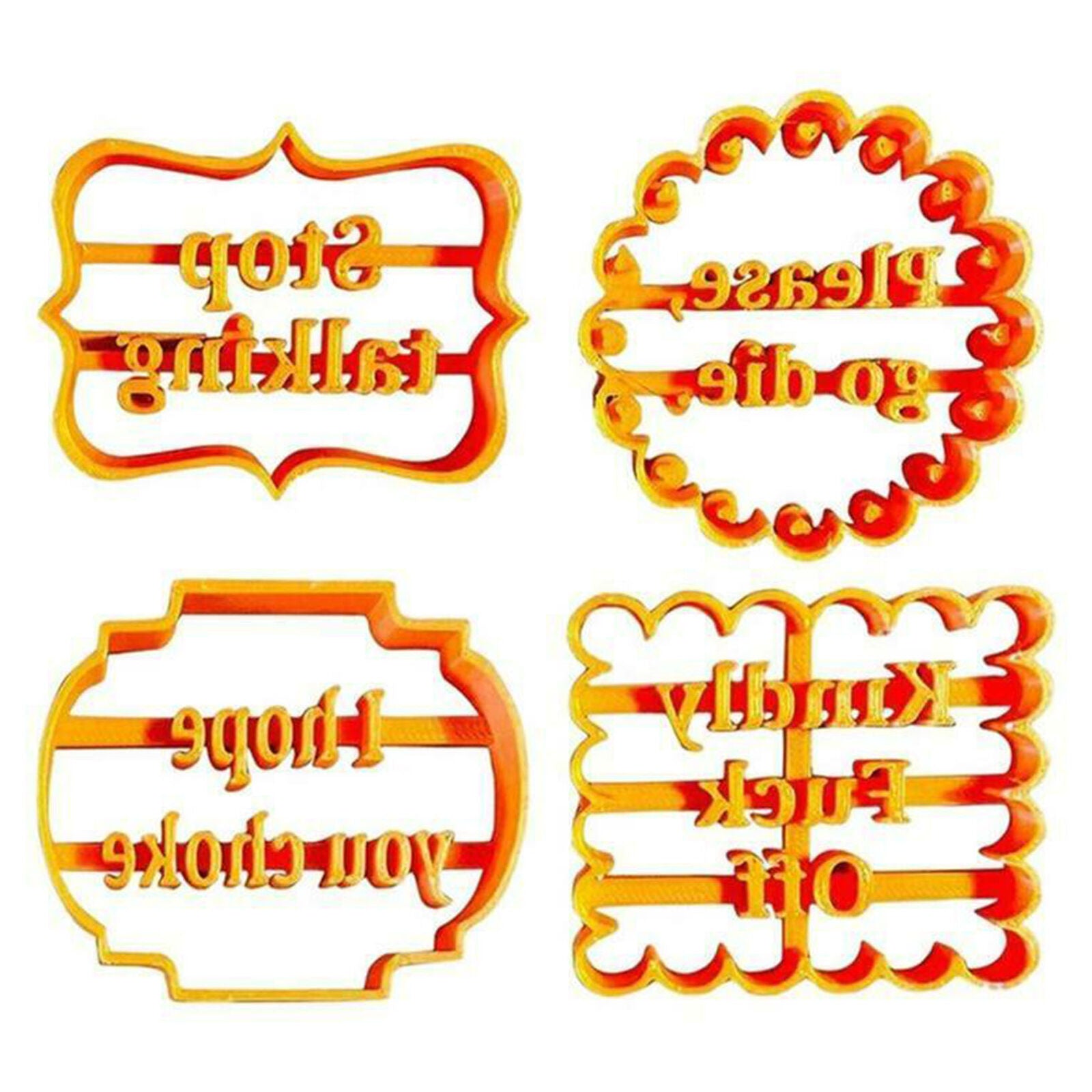 4Pcs Cookie Molds With Good Wishes Cookie Form W/ Fun Irreverent Phrases Moulds