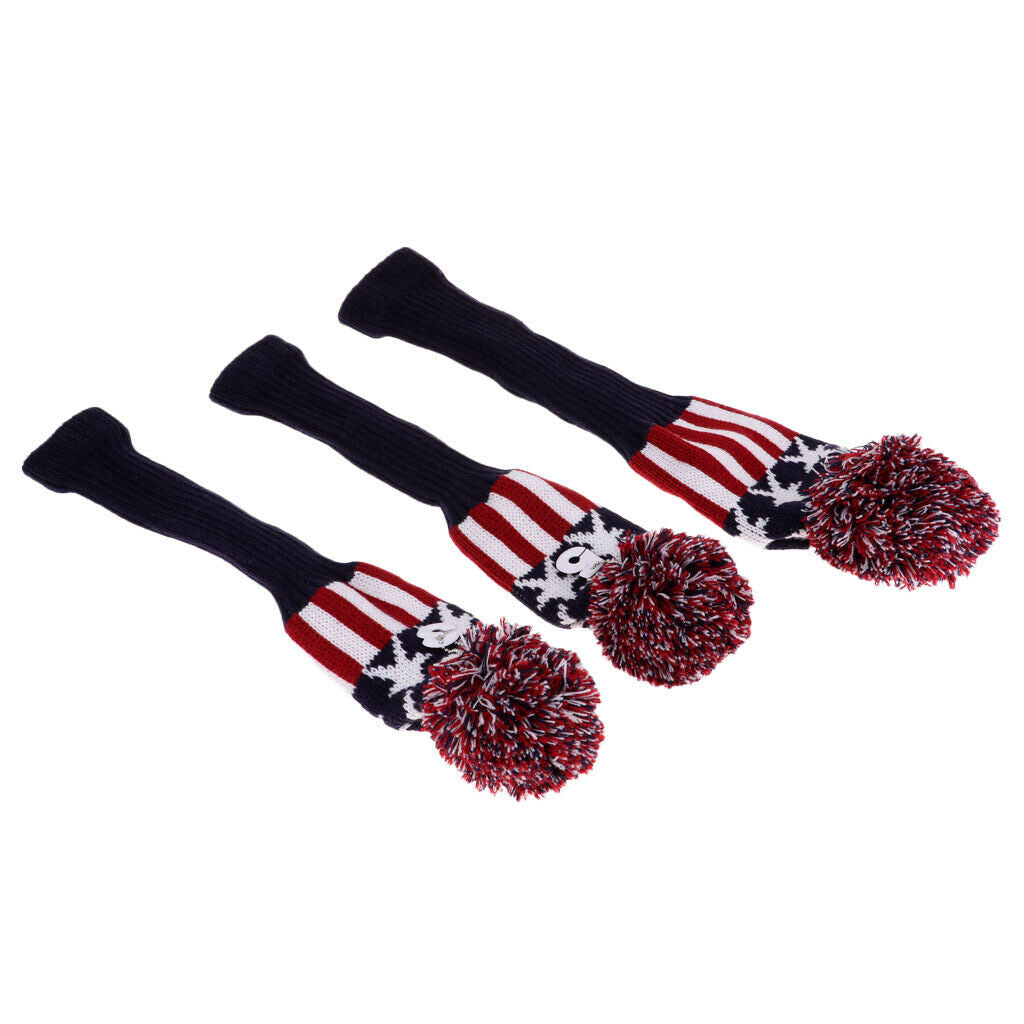 3pcs Golf Club Head Cover The Star Stripe Socks Sleeve For Golf Head Protect