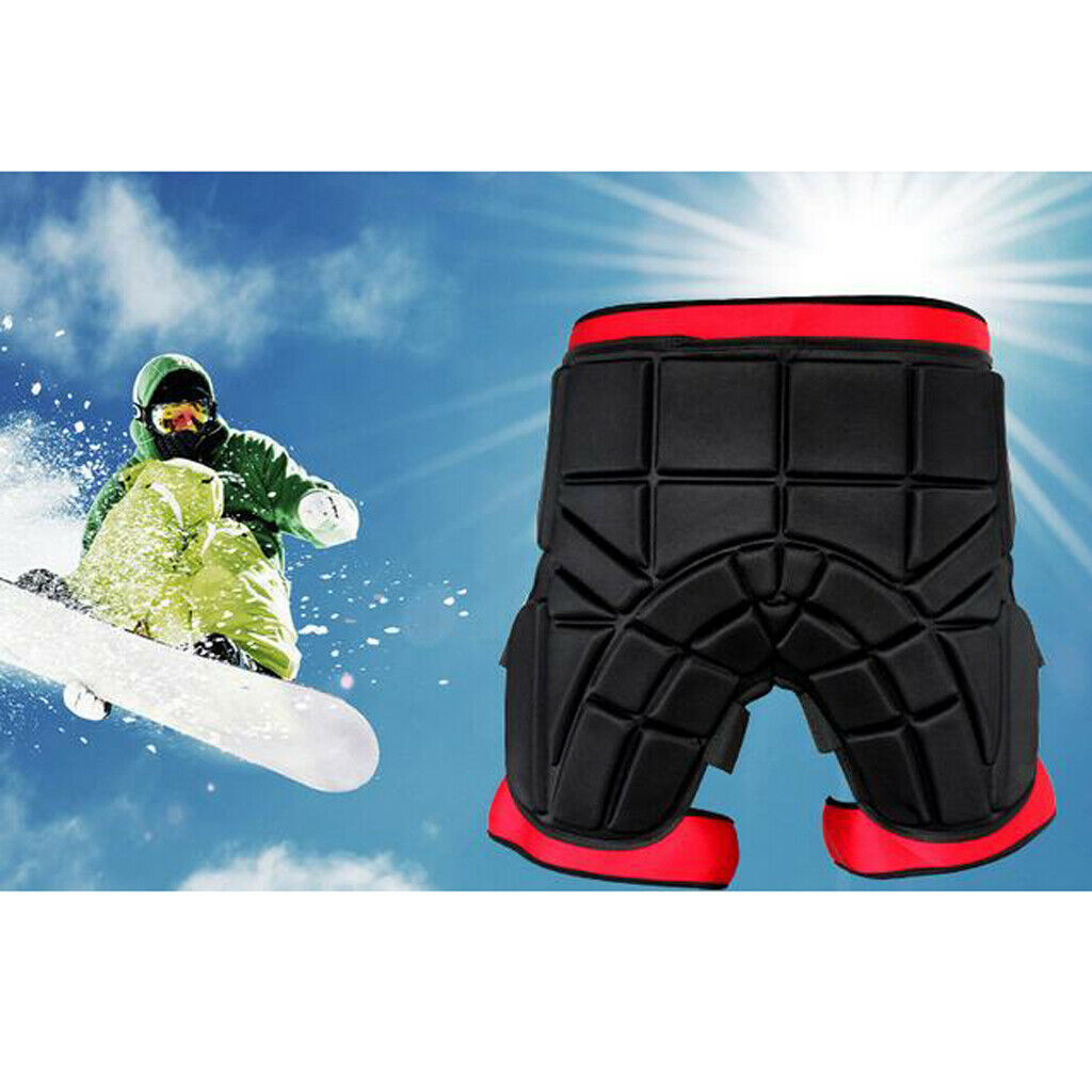 Ski Hip Pad Roller Skate Snowboard Padded Shorts Protector Guard Black Red S