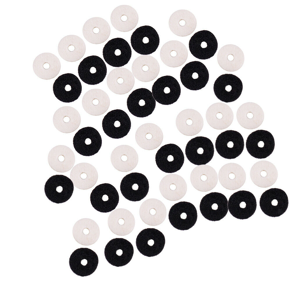 Practical 50Pcs White & Black Felt Guitar Strap Locking Washers Cushion