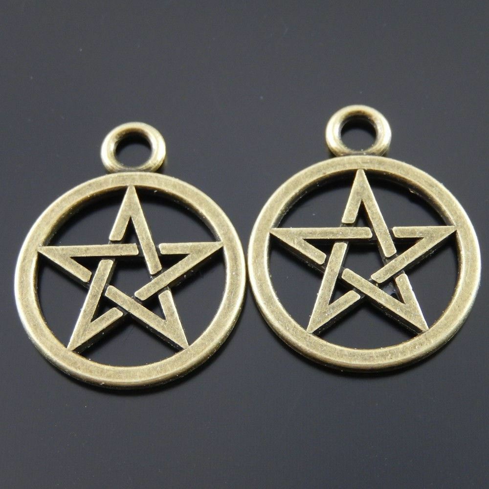 20pcs Antiqued Bronze Tone Hollowed Wiccan Symbol Charms Pendants 20*20mm