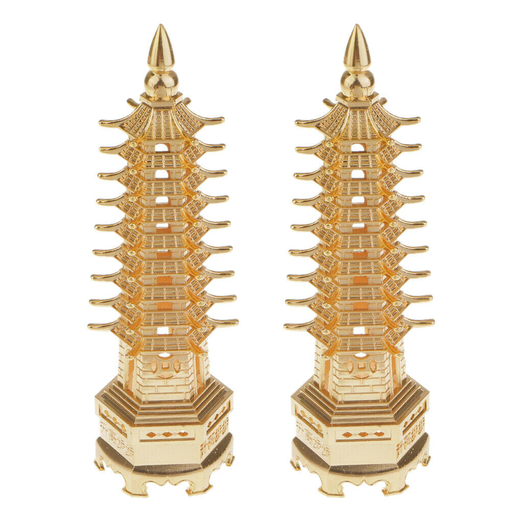2pc 18cm Chinese Buddhism Temple Wenchang Tower Chinese Collectibles Decor