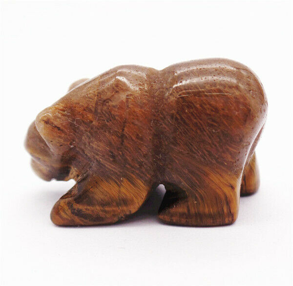39x23x16mm Natural Tiger Eye Gem Carved Bear Decoration Statue Home Decor HH7752