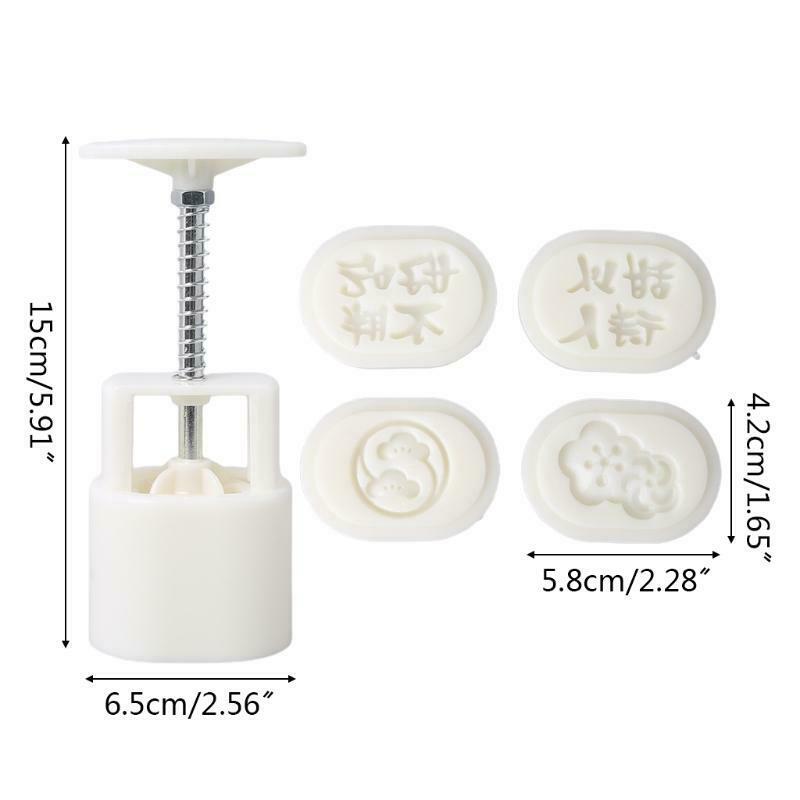 4PCS Stamp Plastic Pastry Moon Cake Stamp Mooncake Mould Cookies Pastry DIY Mold