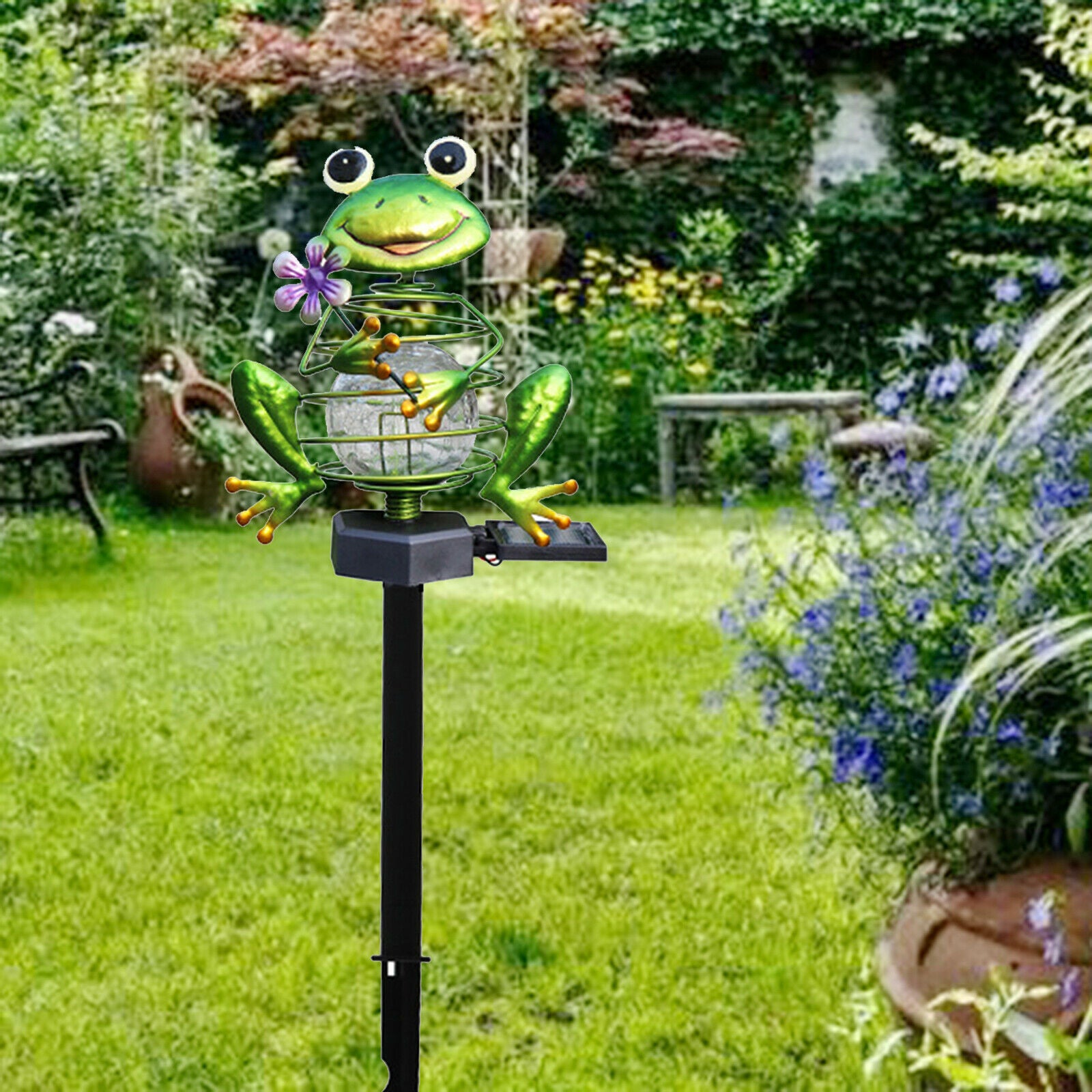 Metal Solar Frog Light Outdoor Stake for Walkway Yard Courtyard Ornaments