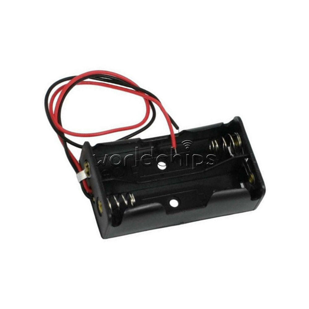 2PCS Plastic Battery Holder 2xAA Case Storage Box  with Wire Leads for Soldering