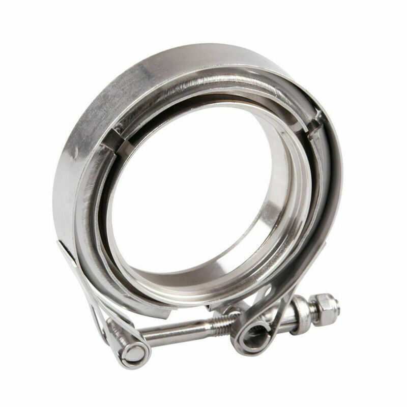 2.5" Inch Car Turbo Exhaust Downpipe Stainless Steel V-Band Clamp With 2 Flanges