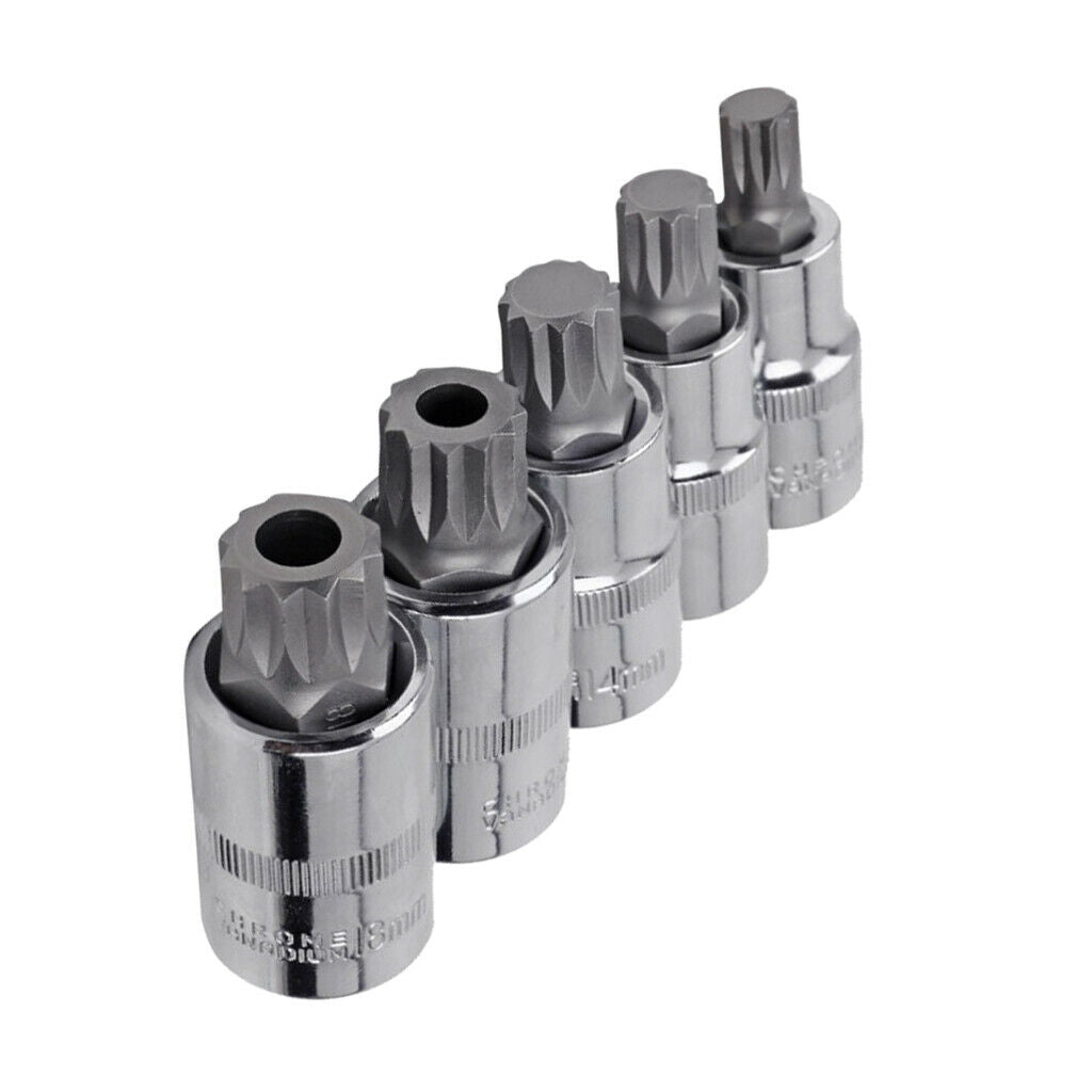5 pcs 1/2" Socket Adapter 55mm Length Drill Bits Accs Set CHROME VANADIUM