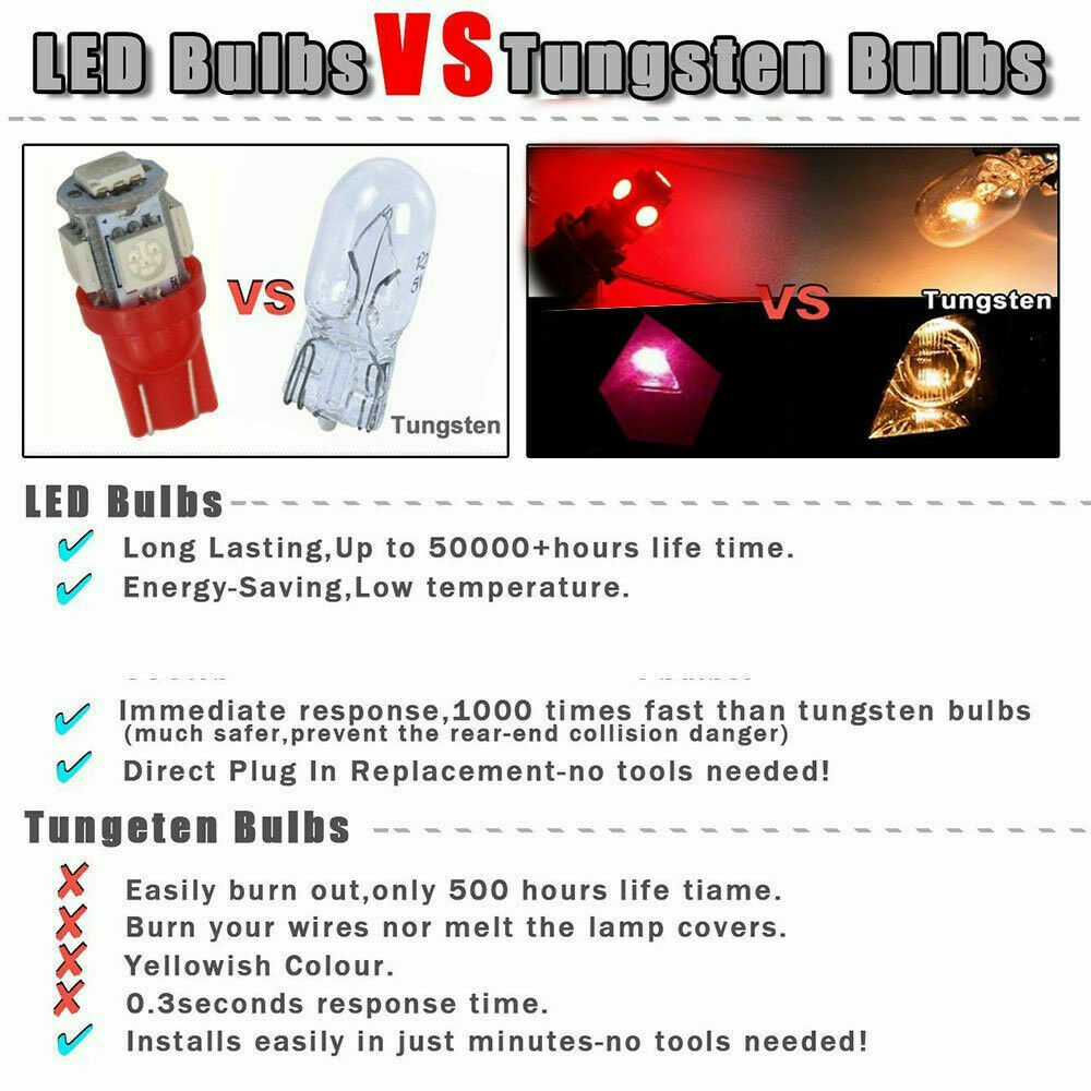 20x Super Red T10 LED Bulbs Car Interior License Light 2825 192 194 5050 5 SMD