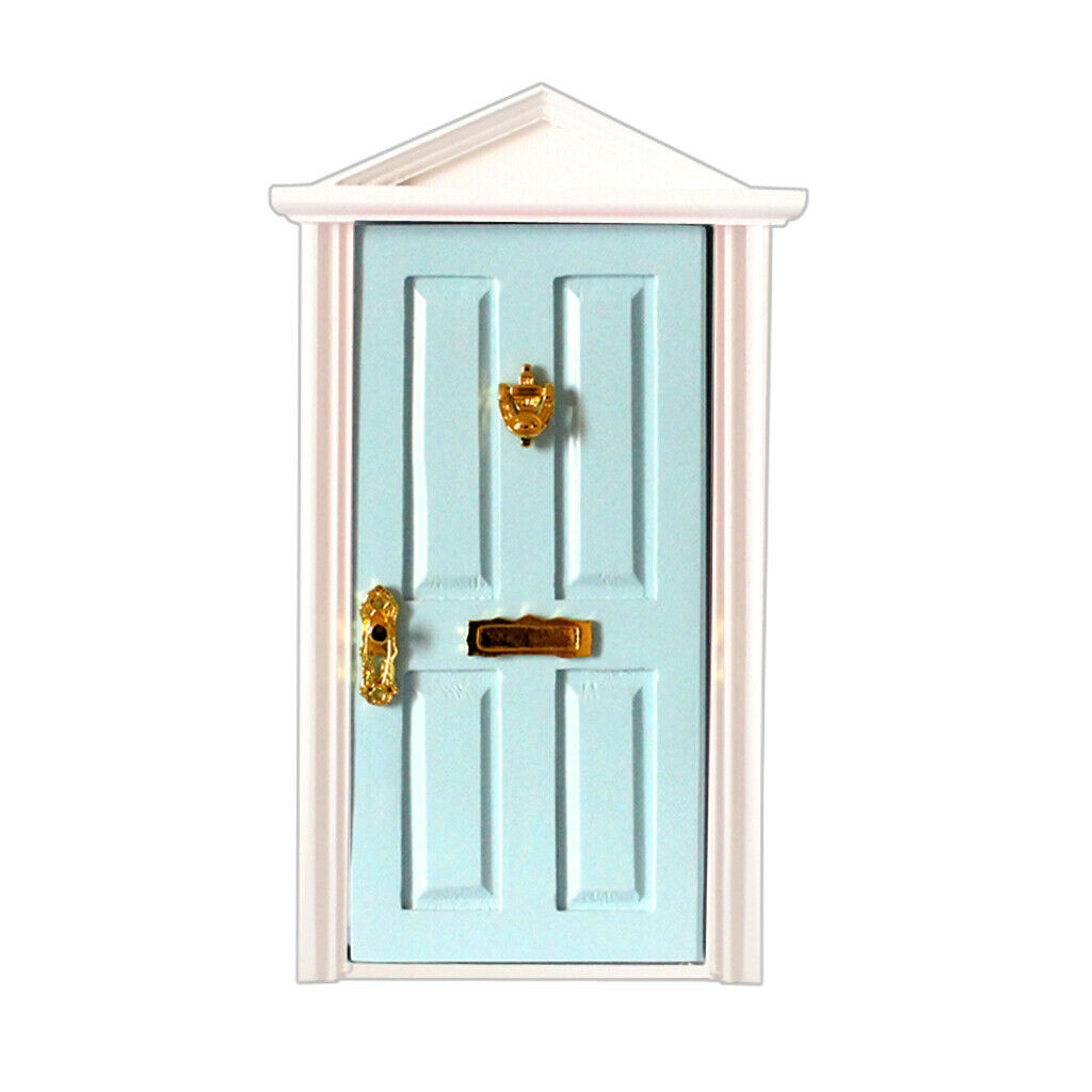 Blue Wooden Mailbox Steepletop Door with 1/12 Hardware