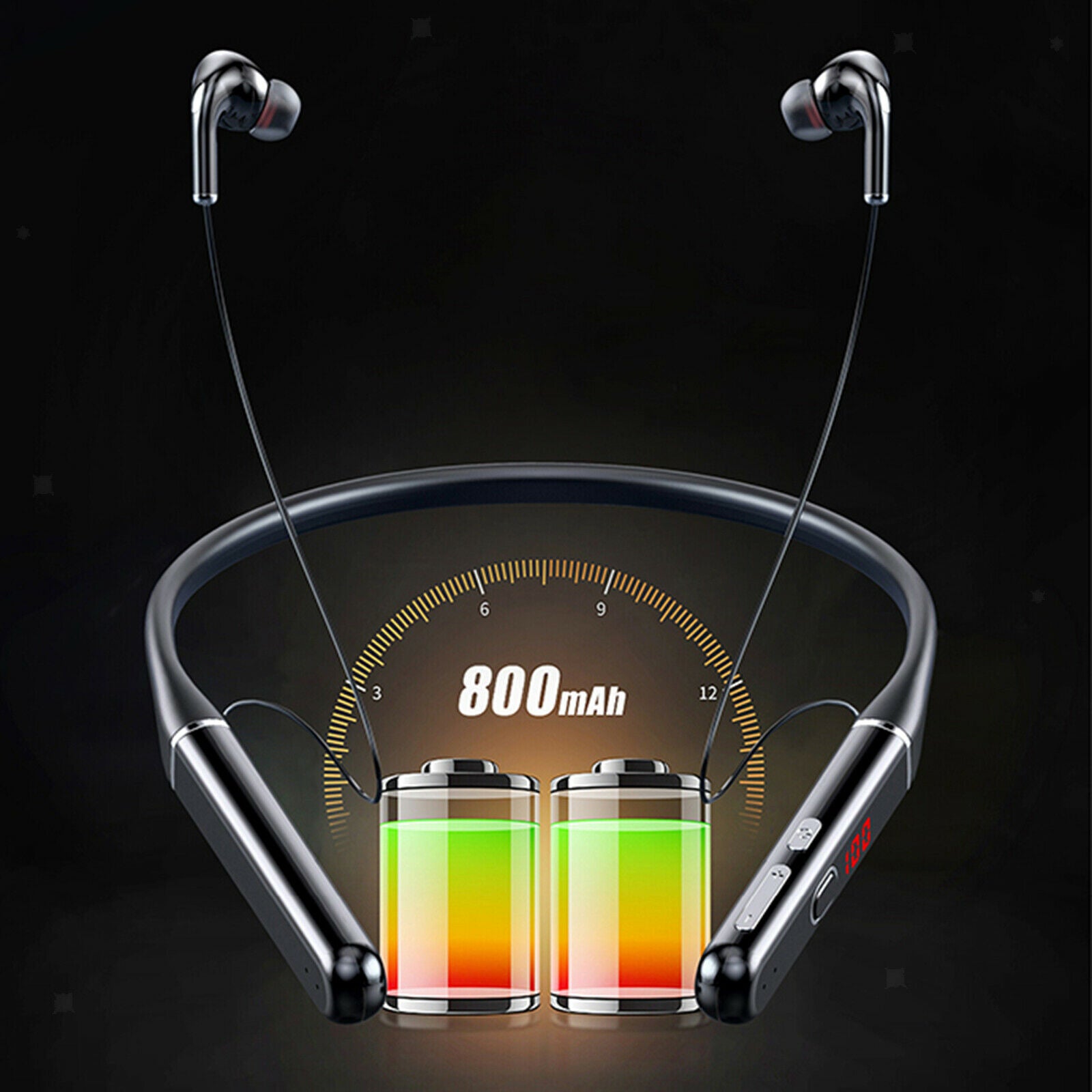 Bluetooth Headphones Wireless Neckband Earbuds Earphones IPX3 Waterproof