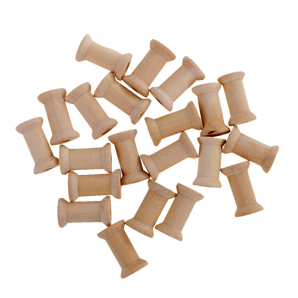 50x Unfinished Wooden Spools Thread Bobbins for Sewing Arts & Crafts 1.06x0.63in