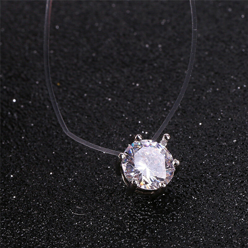 Fashion Women Crystal Necklace Invisible Line Zircon Clavicle Chain Necklace  Rf