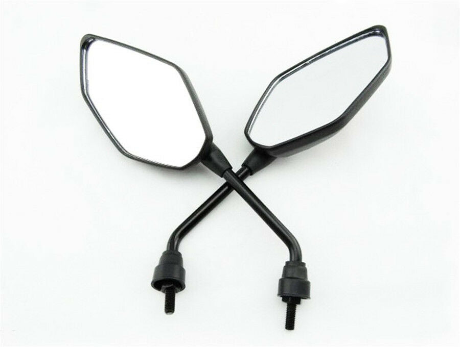 1 Pair Black Hexagon Motorcycle Rearview Side Mirror View Design 8mm Screw