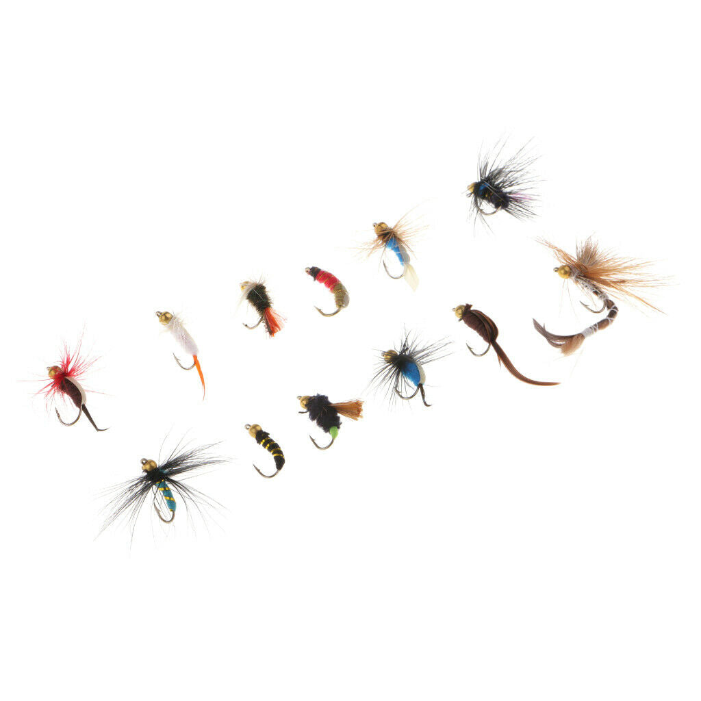 12 Pcs Assortment of Trout Flies Dry Flies for Fly Fishing Nymph Buzzers