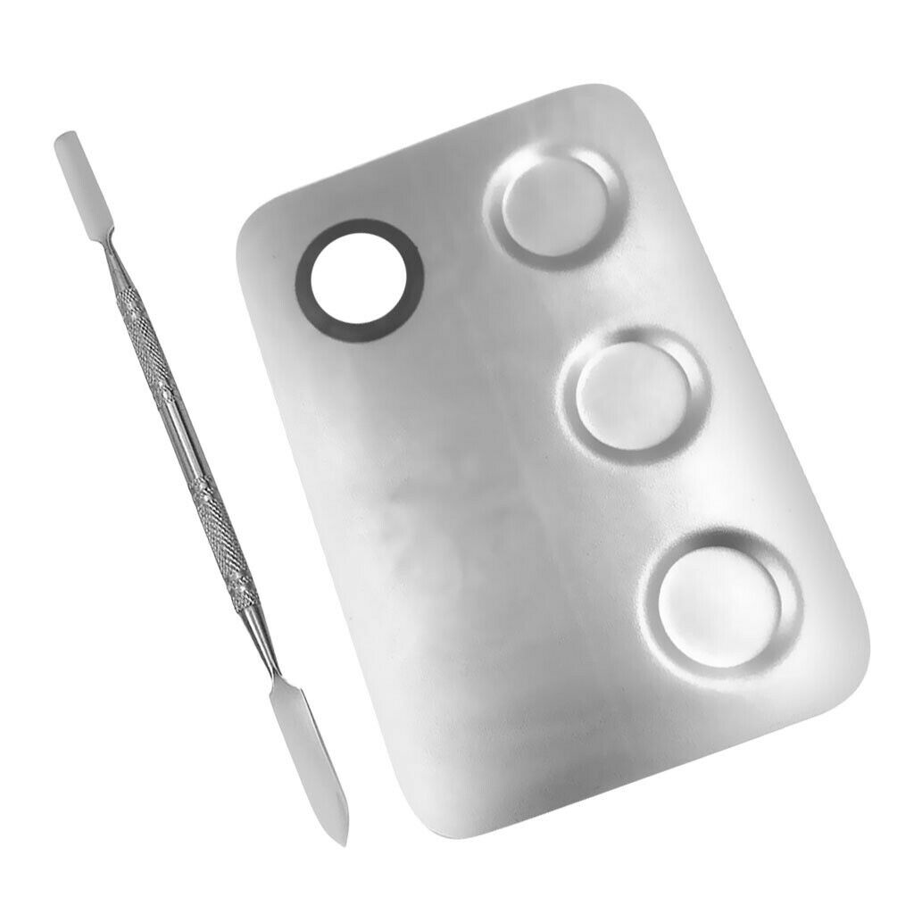 Stainless Steel Cosmetic Makeup Palette Metal Mixing Palette with Spatula Tool