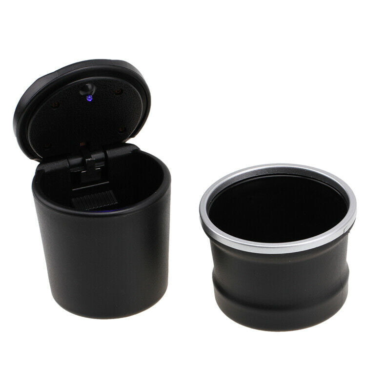 Car Smoke Ashtray Ash Cigarette Cylinder Holder LED Light With Lid For bMW