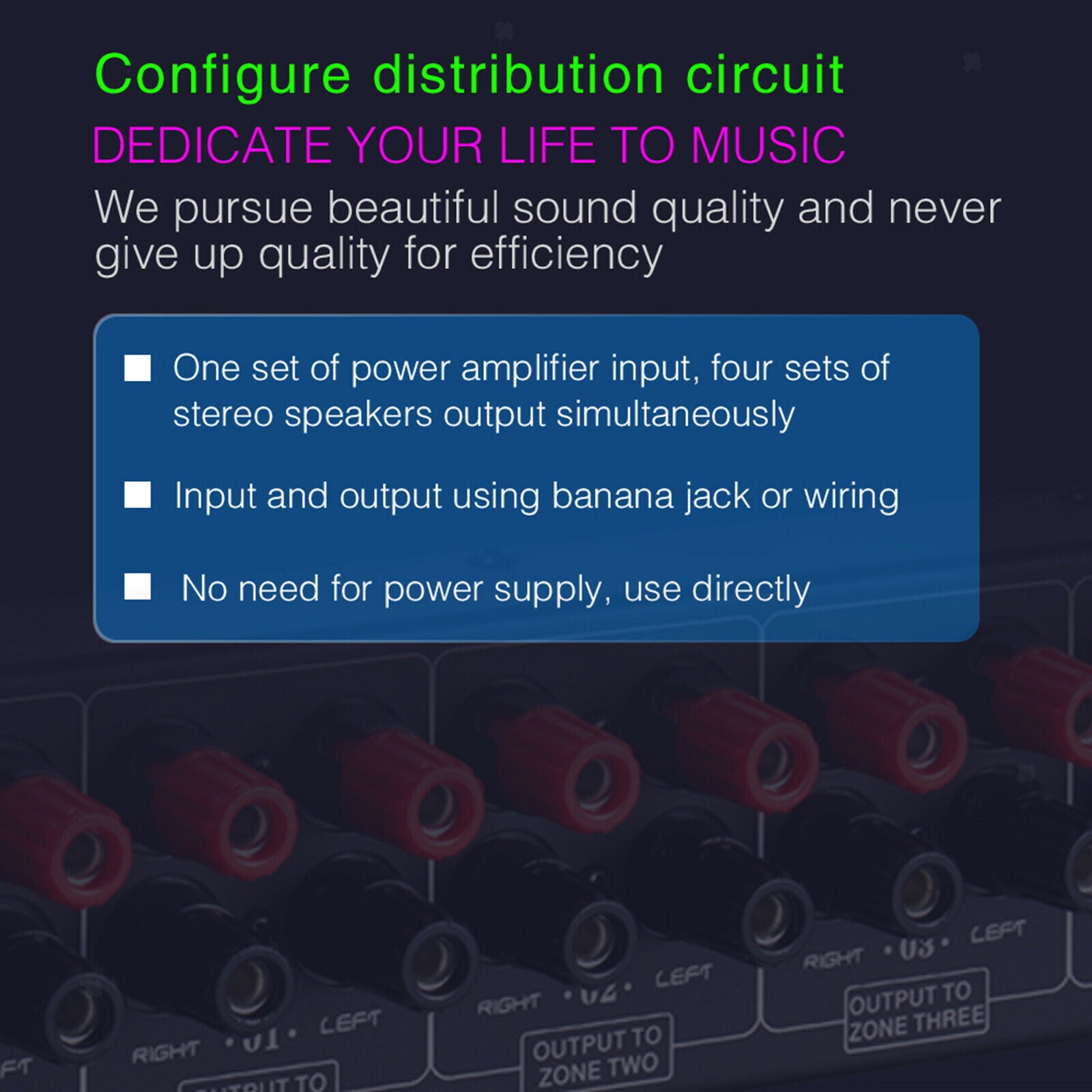 Home 1 In 4 Out Amplifier Distributor Sound Source Signal Distribution Panel