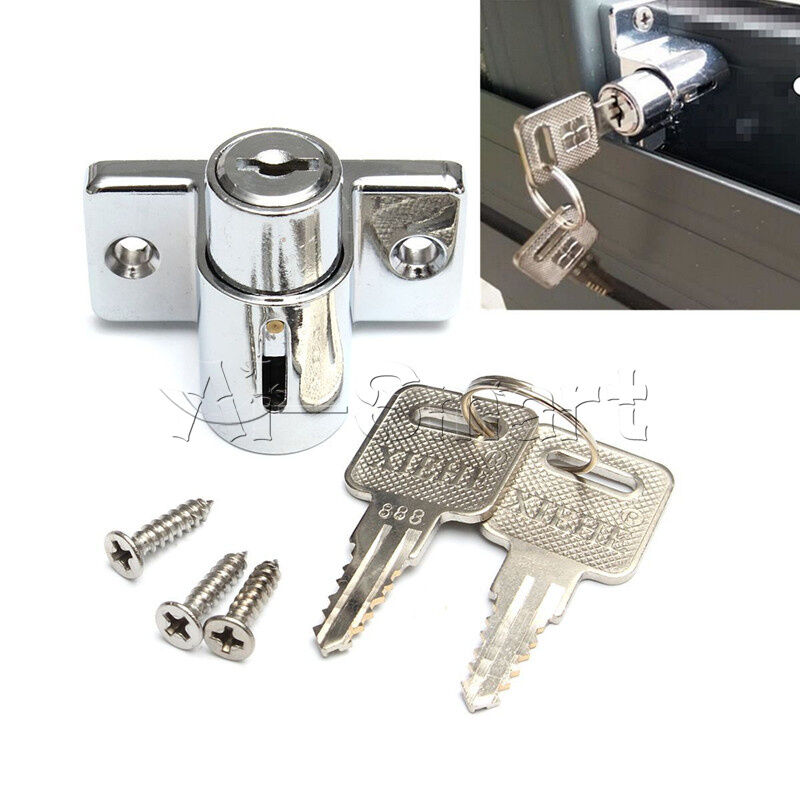 Window Door Bolt Catch Push Lock Aluminum Sliding Patio Sash Security Key Screw