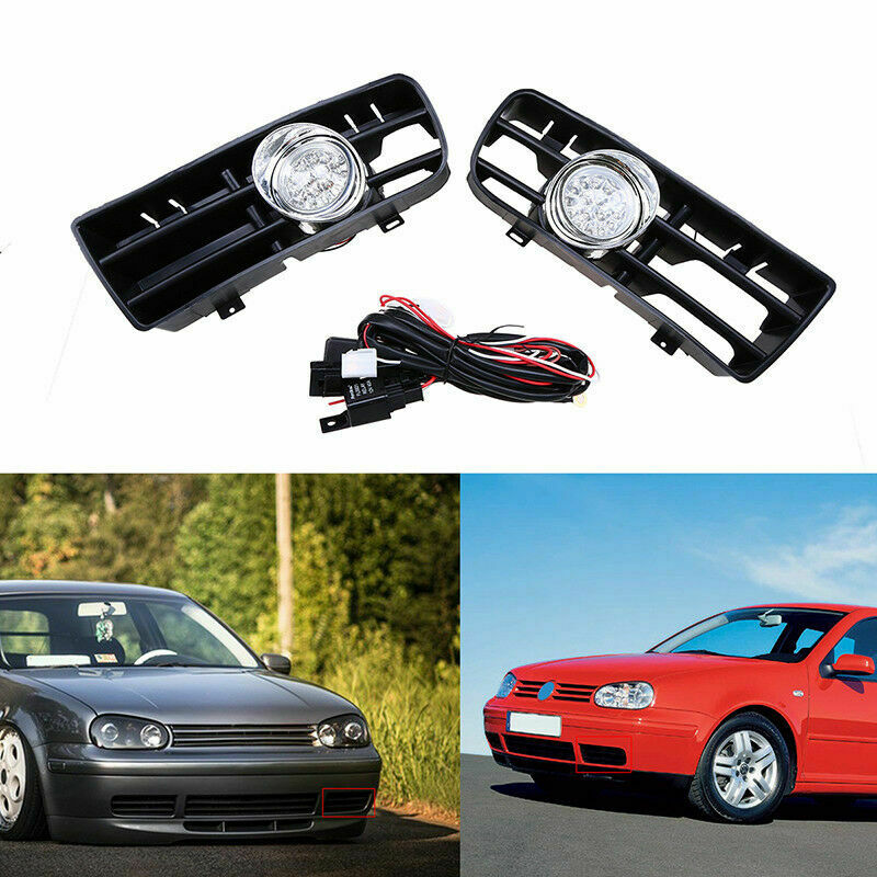LED Fog Lights Front Bumper Side Grille For VW Golf 4 GTI TDI MK4 1999-04 LH &RH